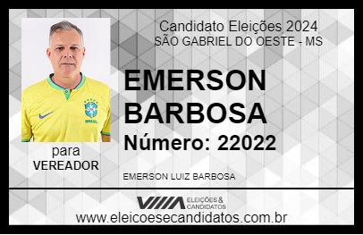 Candidato EMERSON BARBOSA 2024 - SÃO GABRIEL DO OESTE - Eleições