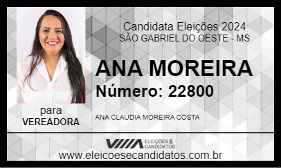 Candidato ANA MOREIRA 2024 - SÃO GABRIEL DO OESTE - Eleições