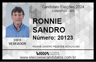 Candidato RONNIE SANDRO 2024 - CAMAPUÃ - Eleições