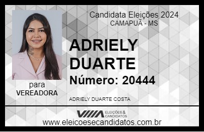 Candidato ADRIELY DUARTE 2024 - CAMAPUÃ - Eleições