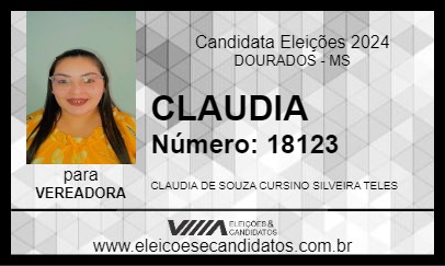 Candidato CLAUDIA 2024 - DOURADOS - Eleições