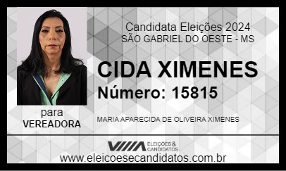 Candidato CIDA XIMENES 2024 - SÃO GABRIEL DO OESTE - Eleições