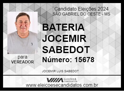 Candidato BATERIA JOCEMIR SABEDOT 2024 - SÃO GABRIEL DO OESTE - Eleições