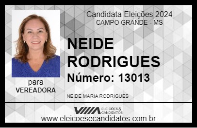 Candidato NEIDE RODRIGUES 2024 - CAMPO GRANDE - Eleições