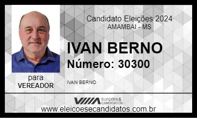 Candidato IVAN BERNO 2024 - AMAMBAI - Eleições