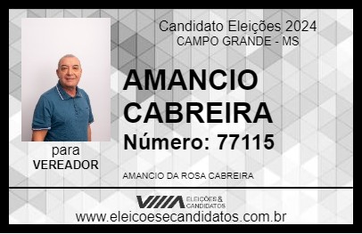 Candidato AMANCIO CABREIRA 2024 - CAMPO GRANDE - Eleições