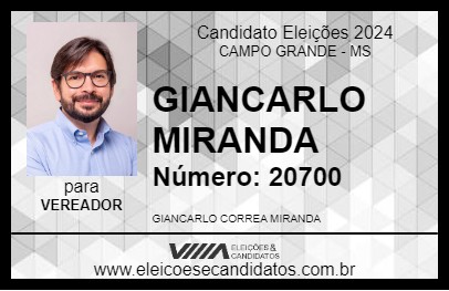 Candidato GIANCARLO MIRANDA 2024 - CAMPO GRANDE - Eleições