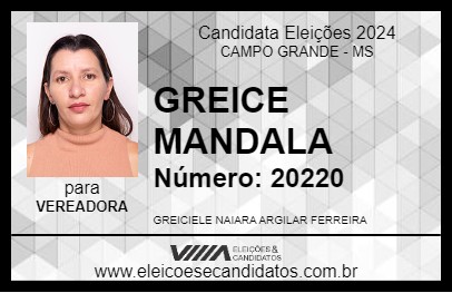 Candidato GREICE DO MANDELA 2024 - CAMPO GRANDE - Eleições