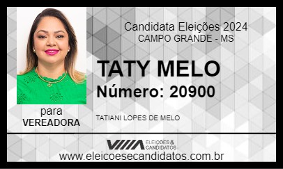 Candidato TATY MELO 2024 - CAMPO GRANDE - Eleições