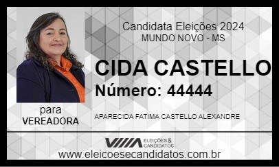 Candidato CIDA CASTELLO 2024 - MUNDO NOVO - Eleições