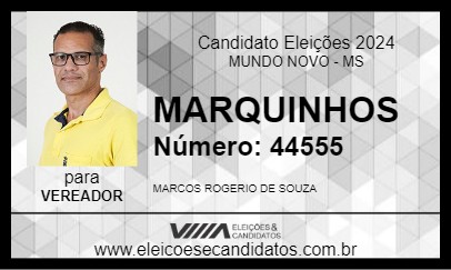 Candidato MARQUINHOS 2024 - MUNDO NOVO - Eleições