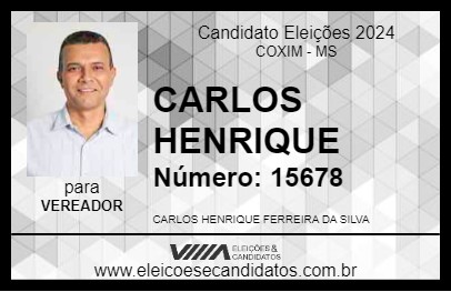 Candidato CARLOS HENRIQUE 2024 - COXIM - Eleições