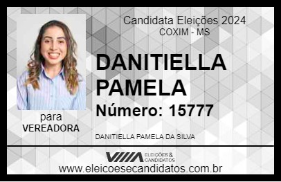 Candidato DANITIELLA PAMELA 2024 - COXIM - Eleições