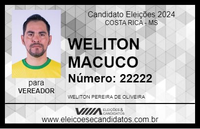 Candidato WELITON MACUCO 2024 - COSTA RICA - Eleições