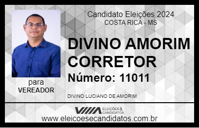 Candidato DIVINO AMORIM CORRETOR 2024 - COSTA RICA - Eleições