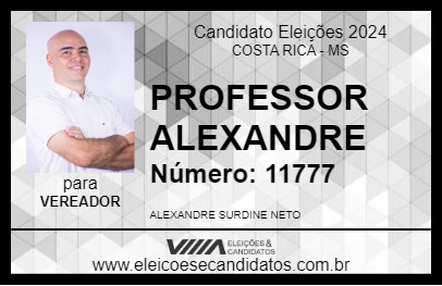 Candidato PROFESSOR ALEXANDRE 2024 - COSTA RICA - Eleições