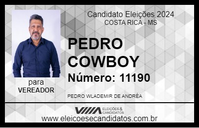 Candidato PEDRO COWBOY 2024 - COSTA RICA - Eleições