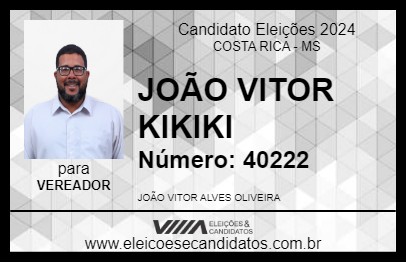 Candidato JOÃO VITOR KIKIKI 2024 - COSTA RICA - Eleições