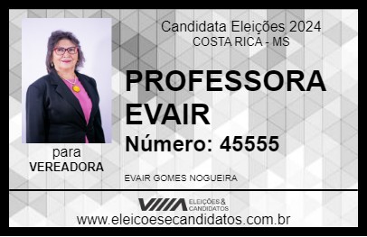 Candidato PROFESSORA EVAIR 2024 - COSTA RICA - Eleições