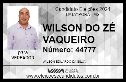 Candidato WILSON DO ZÉ VAQUEIRO 2024 - BATAYPORÃ - Eleições