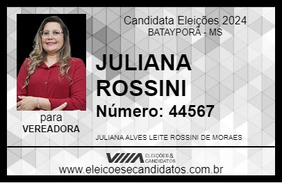 Candidato JULIANA ROSSINI 2024 - BATAYPORÃ - Eleições