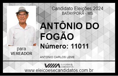 Candidato ANTÔNIO DO FOGÃO 2024 - BATAYPORÃ - Eleições