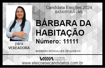 Candidato BÁRBARA DA HABITAÇÃO 2024 - BATAYPORÃ - Eleições