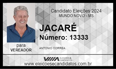 Candidato JACARÉ 2024 - MUNDO NOVO - Eleições