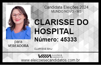 Candidato CLARISSE DO HOSPITAL 2024 - MUNDO NOVO - Eleições