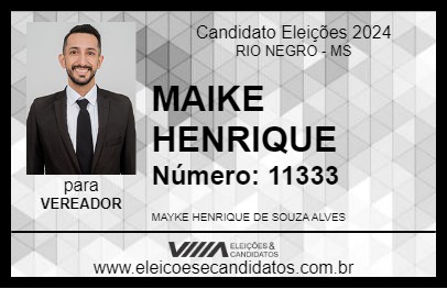 Candidato MAYKE HENRIQUE 2024 - RIO NEGRO - Eleições