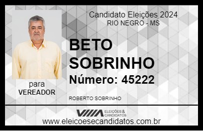 Candidato BETO SOBRINHO 2024 - RIO NEGRO - Eleições