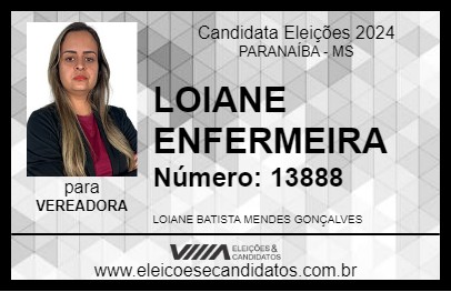 Candidato LOIANE ENFERMEIRA 2024 - PARANAÍBA - Eleições