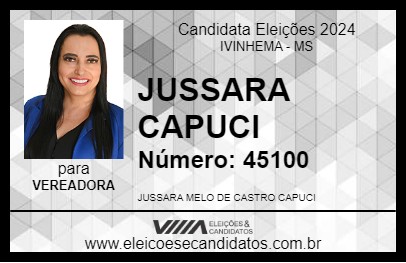 Candidato JUSSARA CAPUCI 2024 - IVINHEMA - Eleições