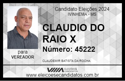 Candidato CLAUDIO DO RAIO X 2024 - IVINHEMA - Eleições