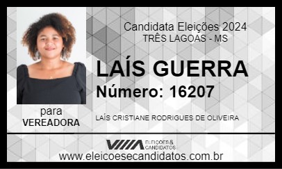 Candidato LAÍS GUERRA 2024 - TRÊS LAGOAS - Eleições