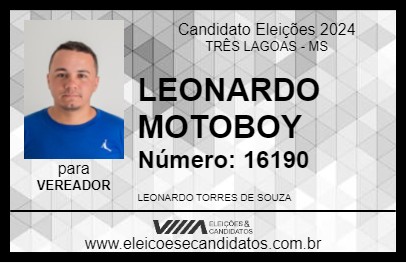 Candidato LEONARDO MOTOBOY 2024 - TRÊS LAGOAS - Eleições