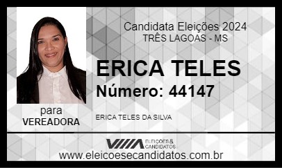 Candidato ERICA TELES 2024 - TRÊS LAGOAS - Eleições