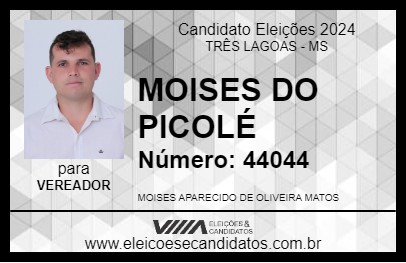 Candidato MOISES DO PICOLÉ 2024 - TRÊS LAGOAS - Eleições