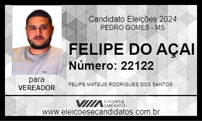 Candidato FELIPE DO AÇAI 2024 - PEDRO GOMES - Eleições