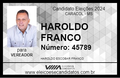 Candidato HAROLDO FRANCO 2024 - CARACOL - Eleições