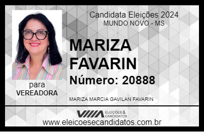 Candidato MARIZA FAVARIN 2024 - MUNDO NOVO - Eleições