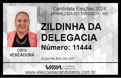 Candidato ZILDINHA 2024 - APARECIDA DO TABOADO - Eleições