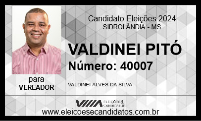 Candidato VALDINEI PITÓ 2024 - SIDROLÂNDIA - Eleições