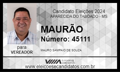 Candidato MAURÃO 2024 - APARECIDA DO TABOADO - Eleições