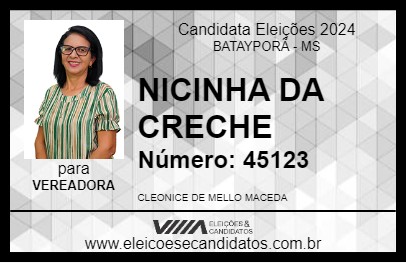 Candidato NICINHA DA CRECHE 2024 - BATAYPORÃ - Eleições