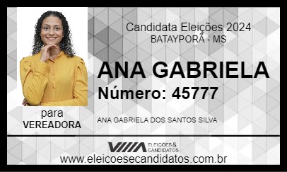 Candidato ANA GABRIELA 2024 - BATAYPORÃ - Eleições