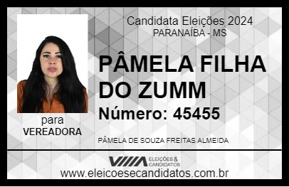 Candidato PÂMELA FILHA DO ZUMM 2024 - PARANAÍBA - Eleições