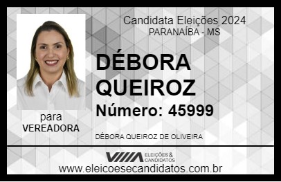 Candidato DÉBORA QUEIROZ 2024 - PARANAÍBA - Eleições