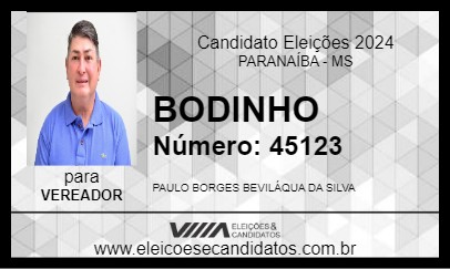 Candidato BODINHO 2024 - PARANAÍBA - Eleições