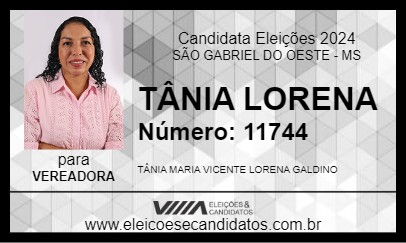 Candidato TÂNIA LORENA 2024 - SÃO GABRIEL DO OESTE - Eleições